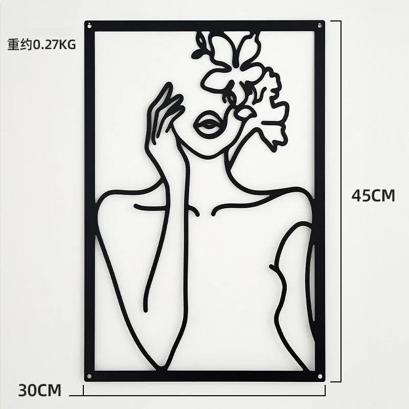 Painel Decorativo Feminino Vazado em Metal – Arte de Parede Moderna para Casa