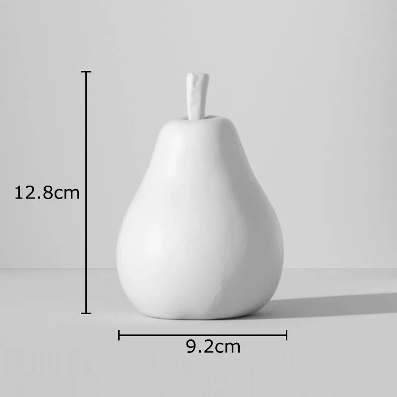 Esculturas Decorativas Frutas Listradas – Maçã e Abacaxi em Resina Minimalista Preto e Branco